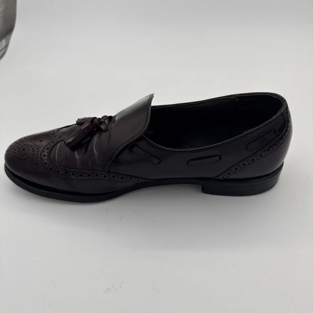Dexter Mens 10.5 Burgundy Leather‎ Tassel Loafer Shoes Wingtip Brogue Design